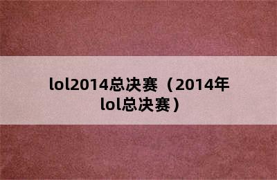 lol2014总决赛（2014年lol总决赛）