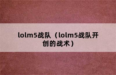 lolm5战队（lolm5战队开创的战术）