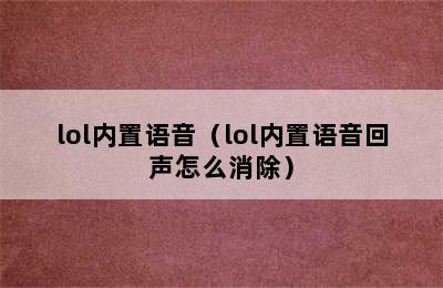 lol内置语音（lol内置语音回声怎么消除）