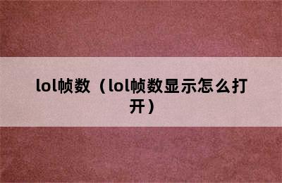 lol帧数（lol帧数显示怎么打开）