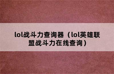 lol战斗力查询器（lol英雄联盟战斗力在线查询）