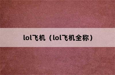 lol飞机（lol飞机全称）