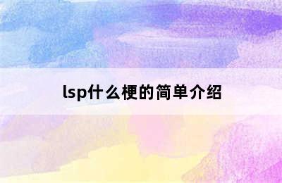 lsp什么梗的简单介绍