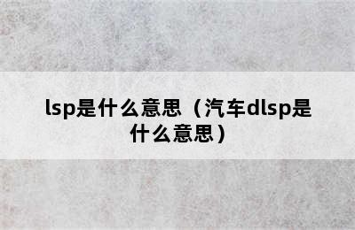 lsp是什么意思（汽车dlsp是什么意思）