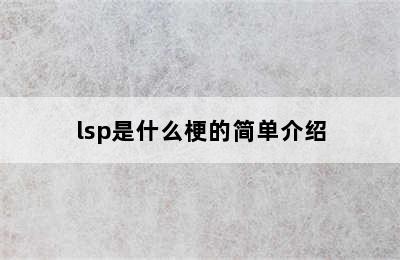 lsp是什么梗的简单介绍