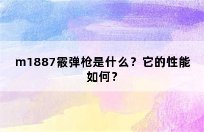 m1887霰弹枪是什么？它的性能如何？