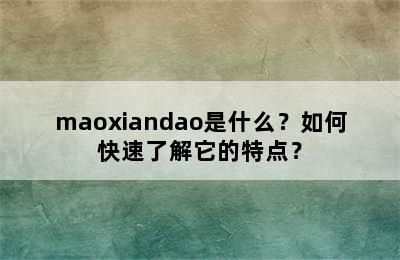 maoxiandao是什么？如何快速了解它的特点？