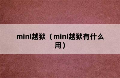 mini越狱（mini越狱有什么用）