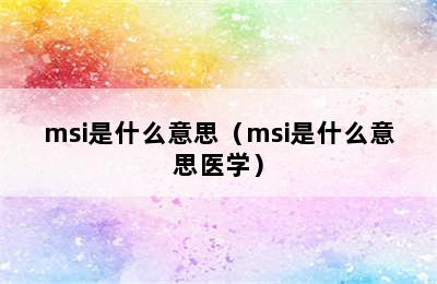 msi是什么意思（msi是什么意思医学）