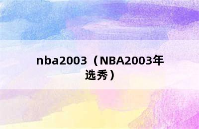 nba2003（NBA2003年选秀）