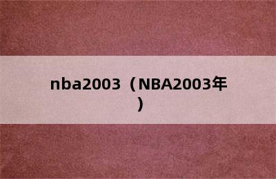 nba2003（NBA2003年）