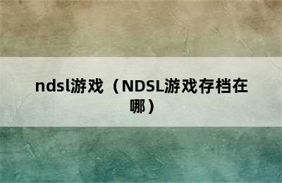 ndsl游戏（NDSL游戏存档在哪）