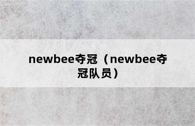 newbee夺冠（newbee夺冠队员）