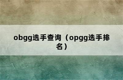 obgg选手查询（opgg选手排名）