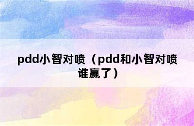 pdd小智对喷（pdd和小智对喷谁赢了）