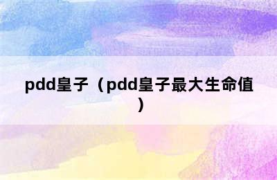 pdd皇子（pdd皇子最大生命值）