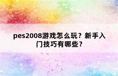 pes2008游戏怎么玩？新手入门技巧有哪些？