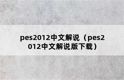 pes2012中文解说（pes2012中文解说版下载）