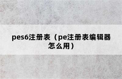 pes6注册表（pe注册表编辑器怎么用）