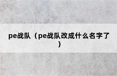 pe战队（pe战队改成什么名字了）