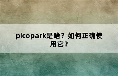 picopark是啥？如何正确使用它？