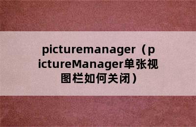 picturemanager（pictureManager单张视图栏如何关闭）