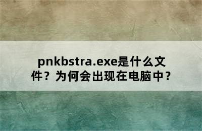 pnkbstra.exe是什么文件？为何会出现在电脑中？