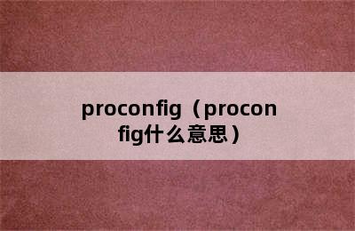 proconfig（proconfig什么意思）