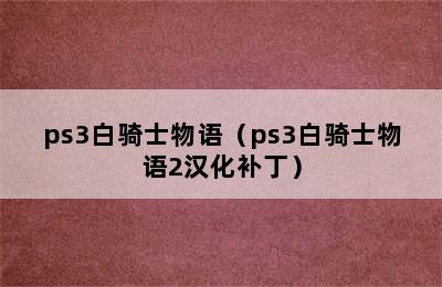 ps3白骑士物语（ps3白骑士物语2汉化补丁）