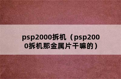 psp2000拆机（psp2000拆机那金属片干嘛的）