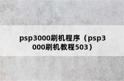 psp3000刷机程序（psp3000刷机教程503）