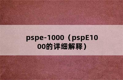 pspe-1000（pspE1000的详细解释）