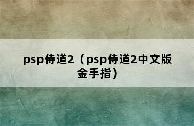 psp侍道2（psp侍道2中文版金手指）