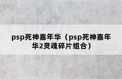 psp死神嘉年华（psp死神嘉年华2灵魂碎片组合）