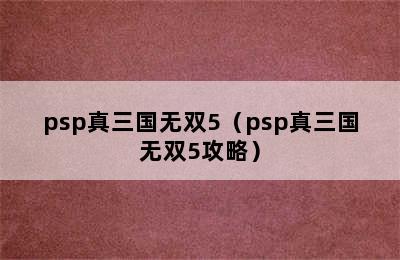 psp真三国无双5（psp真三国无双5攻略）