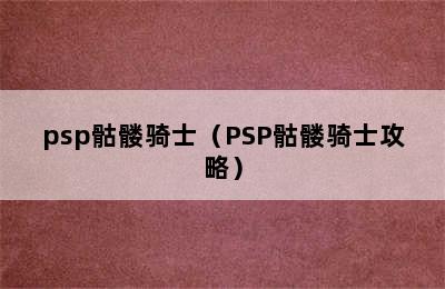 psp骷髅骑士（PSP骷髅骑士攻略）