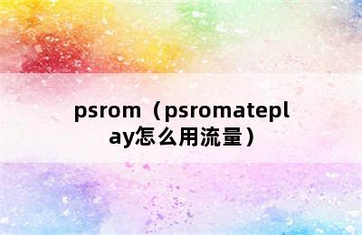 psrom（psromateplay怎么用流量）