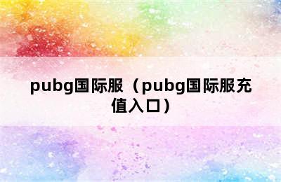 pubg国际服（pubg国际服充值入口）