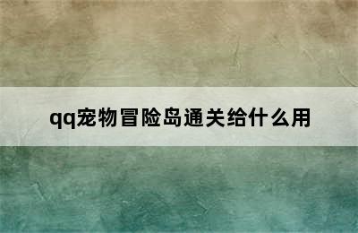 qq宠物冒险岛通关给什么用