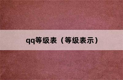 qq等级表（等级表示）