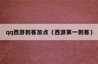 qq西游刺客加点（西游第一刺客）