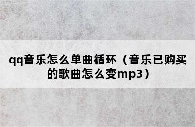 qq音乐怎么单曲循环（音乐已购买的歌曲怎么变mp3）