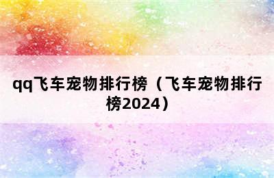 qq飞车宠物排行榜（飞车宠物排行榜2024）