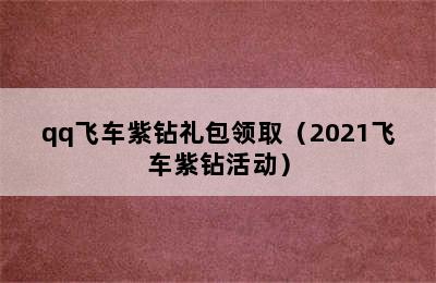 qq飞车紫钻礼包领取（2021飞车紫钻活动）