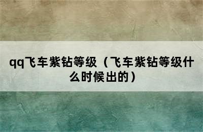 qq飞车紫钻等级（飞车紫钻等级什么时候出的）