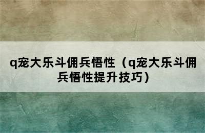 q宠大乐斗佣兵悟性（q宠大乐斗佣兵悟性提升技巧）