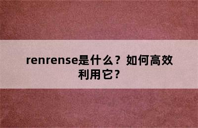 renrense是什么？如何高效利用它？