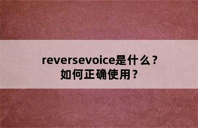 reversevoice是什么？如何正确使用？