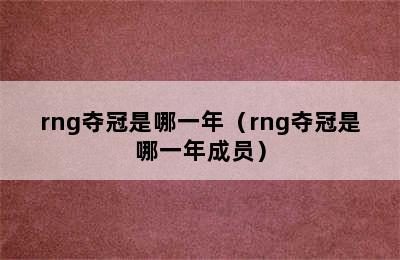 rng夺冠是哪一年（rng夺冠是哪一年成员）