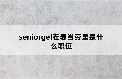 seniorgel在麦当劳里是什么职位